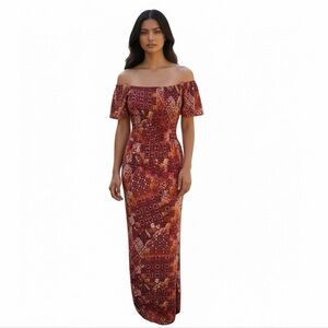 Harlow & Rose Smocked Boho Maxi Dress XL Square Neck Boho Cottagecore Festival